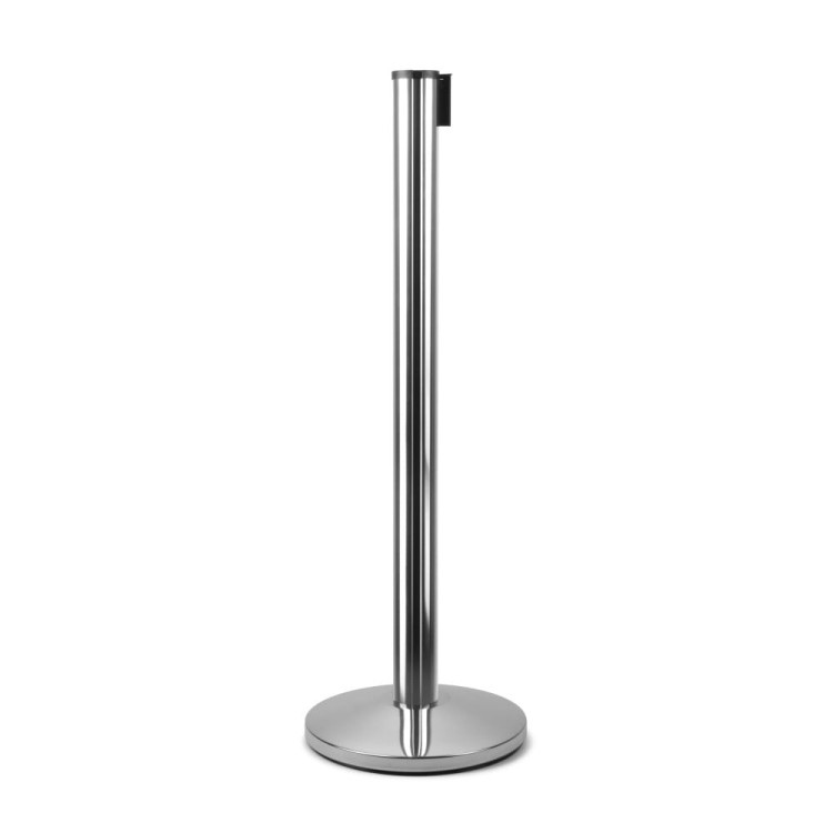 Słupek z taśmą zwijaną 270 cm J-EXTBE - Chrom z czerwoną taśmą - Słupek odgradzający hotelowy słupek z taśmą zwijaną do Hotelu do Restauracji do strefy VIP