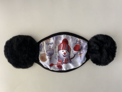 Świąteczna maseczka ochronna z nausznikami i wzorem dla dzieci - bałwan I