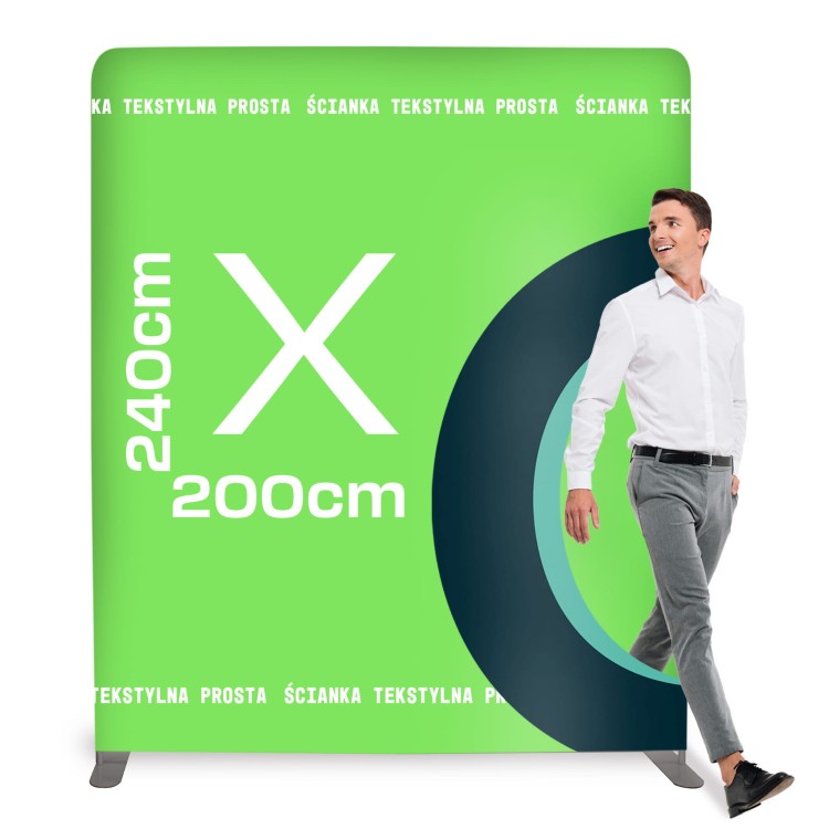 Ścianka Reklamowa Tekstylna Prosta 200 x 240 cm - ścianka wystawiennicza targowa prasowa