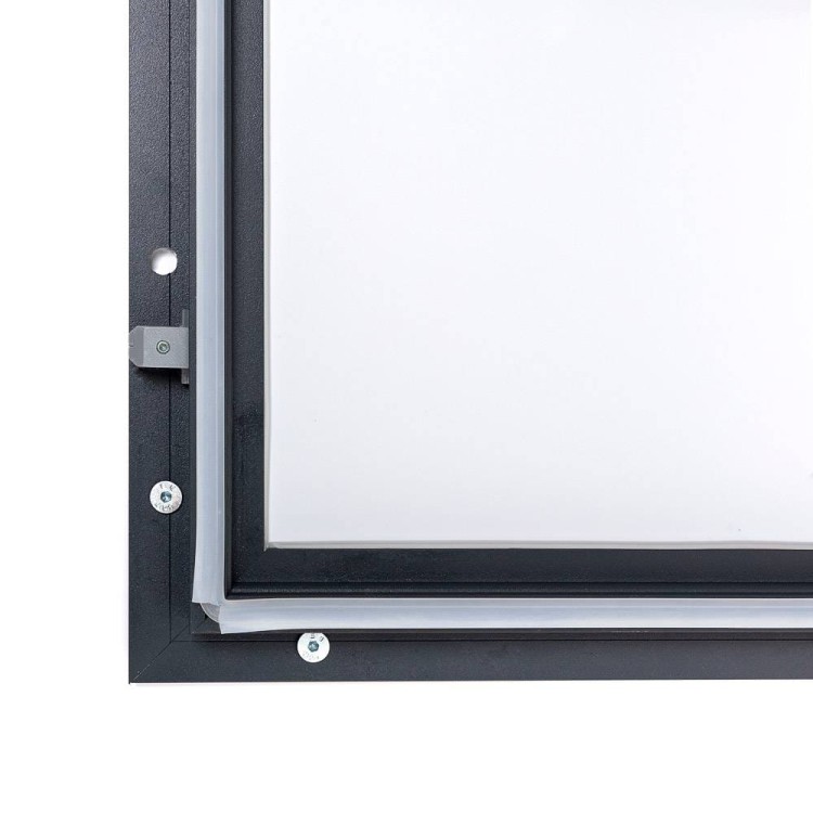 Gablota magnetyczna SLM 18xA4 130x91 cm z certyfikatem trudnopalności B1 zamykana na kluczyk do użytku zewnętrznego gablota zewnętrzna gablota ogłoszeniowa gablota informacyjna tablica ogłoszeń tablica informacyjna ogniotrwała antracyt