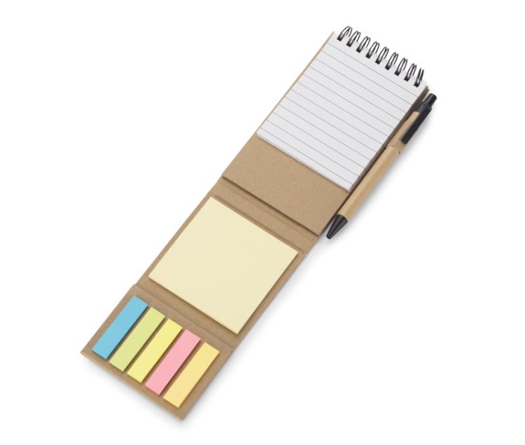 Zestaw karteczek z długopisem ZENTO beżowy (naturalny)