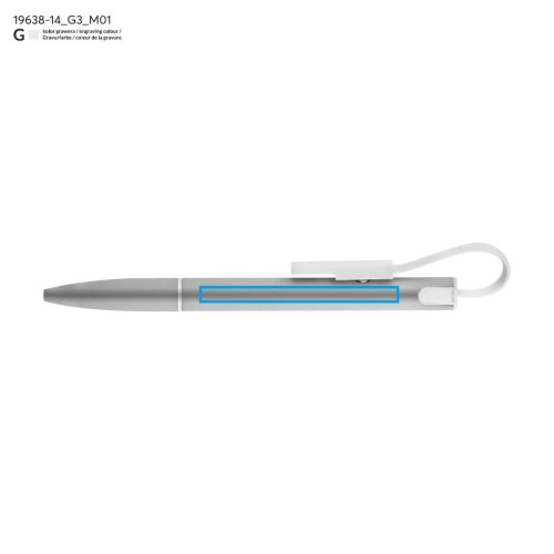Długopis z kablem USB CHARGE popielaty (szary)