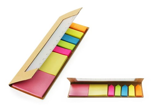 Linijka z karteczkami RECO beżowy (naturalny)