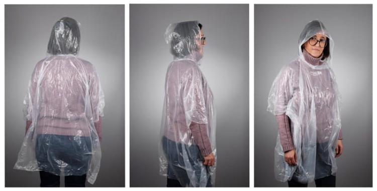 Poncho przeciwdeszczowe FLUXY biały z logo