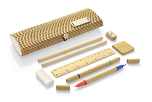 Piórnik bambusowy TITA beżowy (naturalny) z logo