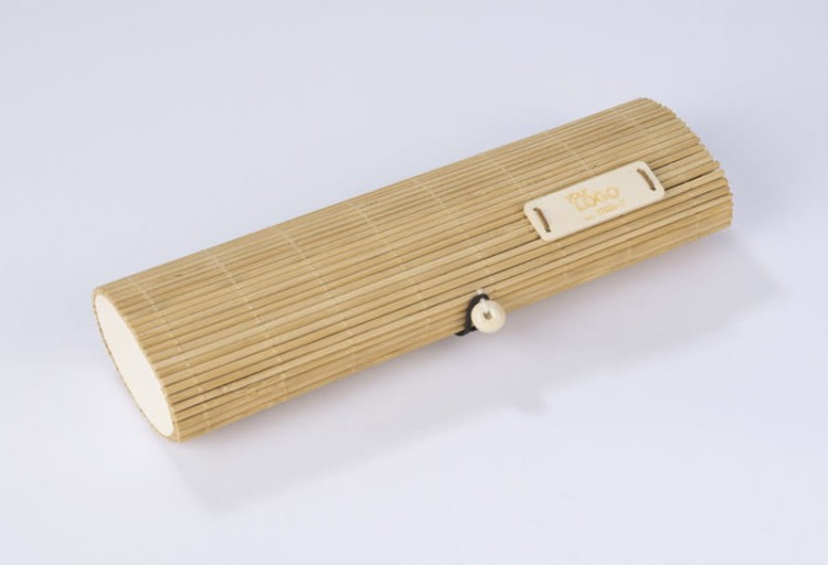 Piórnik bambusowy TITA beżowy (naturalny) z logo