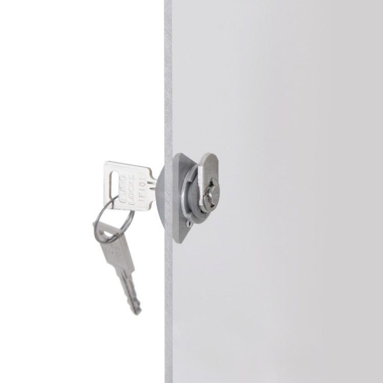 Detal - Gablota korkowa XSC 6xA4 66x61 cm zamykana na kluczyk do użytku wewnętrznego gablota wewnętrzna gablota ogłoszeniowa gablota informacyjna tablica ogłoszeń tablica informacyjna