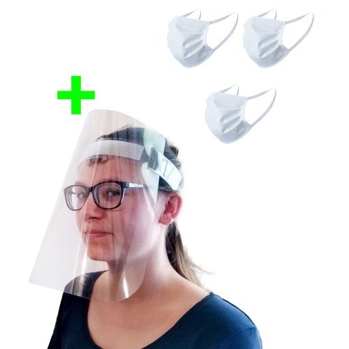 Przyłbica OCHRONNA Na Twarz Ochrona Twarzy PVC + 3x Maseczka Ochronna Wielorazowa