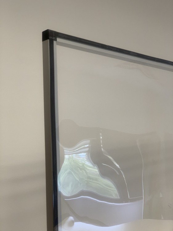 Zbliżenie - Szyba ochronna podłogowa stojąca przegroda stojak stand PET jak pleksi antywirusowa osłona z PET jak plexi wysoka stojąca do postawienia na ziemi 100 x 200 cm