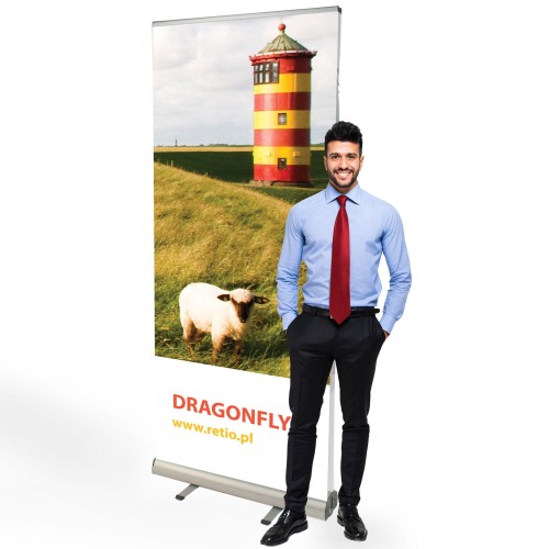 Rollup dwustronny Dragonfly 150 x 200 cm stojak reklamowy rozwijany z opcją wydruku