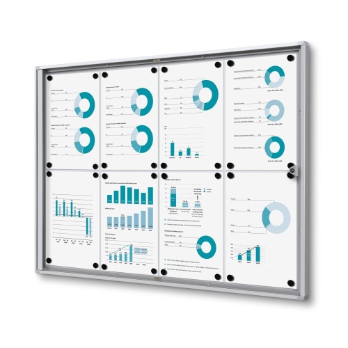 Gablota magnetyczna XS 8xA4 88x61 cm z certyfikatem trudnopalności B1 zamykana na kluczyk do użytku wewnętrznego gablota wewnętrzna gablota ogłoszeniowa tablica ogłoszeń tablica informacyjna ogniotrwała