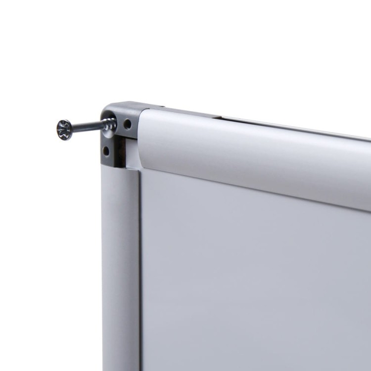 Otwór montażowy pod plastikową nakładką wraz z wkrętem montażowym - Magnetyczna tablica suchościeralna SCRITTO® 120 x 90 cm emaliowana biała tablica suchościeralna magnetyczna do urzędu szkoły biura do pisania markerem pisakiem flamastrem suchościeralnym