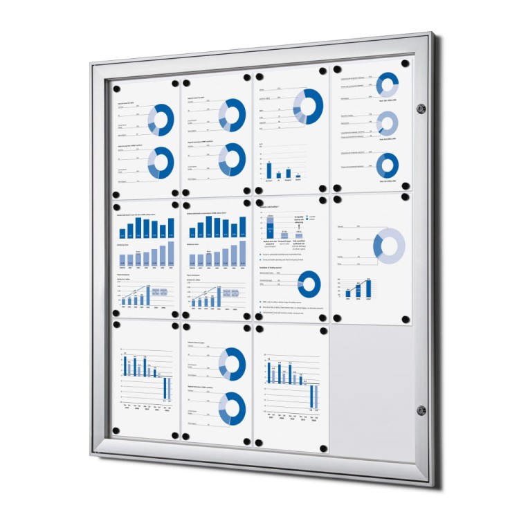 Gablota magnetyczna SCS 12xA4 88x92 cm zamykana na kluczyk do użytku wewnętrznego gablota wewnętrzna i zewnętrznego gablota ogłoszeniowa gablota informacyjna tablica ogłoszeń tablica informacyjna