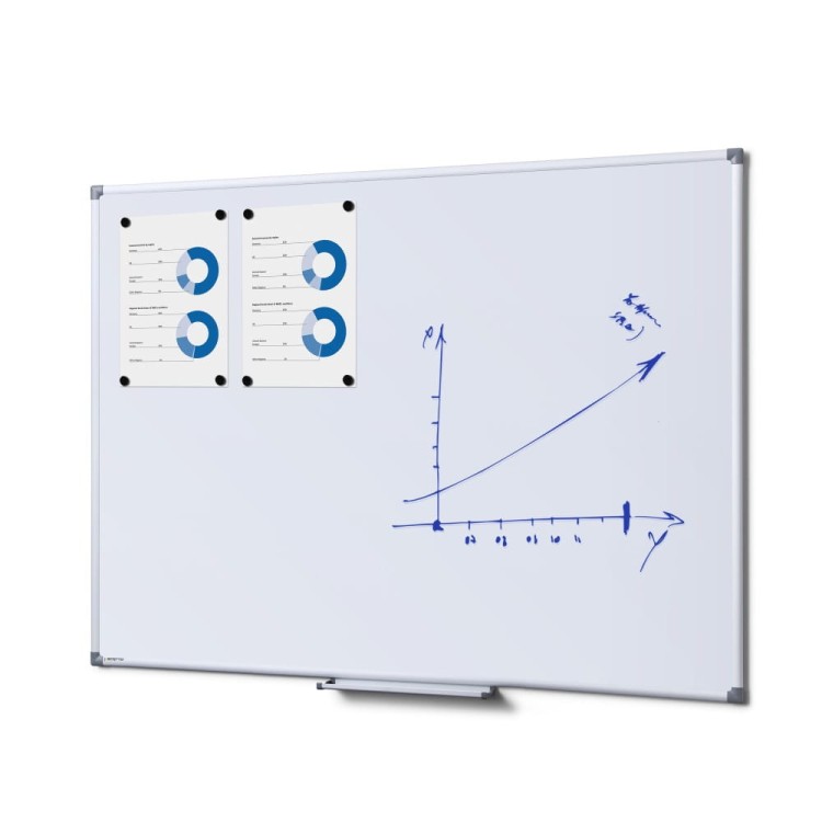 Magnetyczna tablica suchościeralna SCRITTO® Economy 120 x 90 cm biała tablica suchościeralna magnetyczna do urzędu szkoły biura do pisania markerem pisakiem flamastrem suchościeralnym
