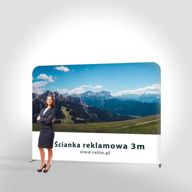 Ścianka Reklamowa Tekstylna Prosta 300 x 240 cm - ścianka wystawiennicza targowa prasowa