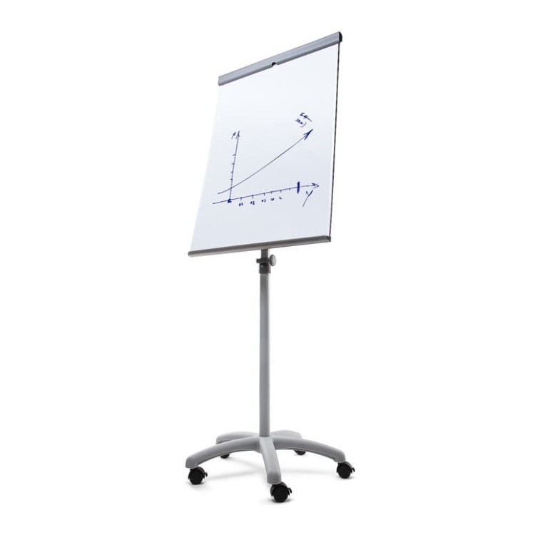 Flipchart magnetyczny SCRITTO® Vario 68 x 100 cm stojak z tablicą magnetyczną suchościeralną mobilny flipchart stojak do postawienia z tablicą do pisania na kółkach z możliwością regulacji wysokości