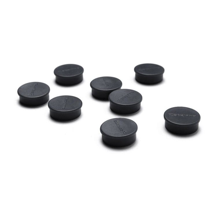 Zestaw 8 magnesów SCRITTO® o średnicy 20 mm do magnetycznych tablic suchościeralnych magnesy do tablic do tablicy magnetycznej - czarne magnesy