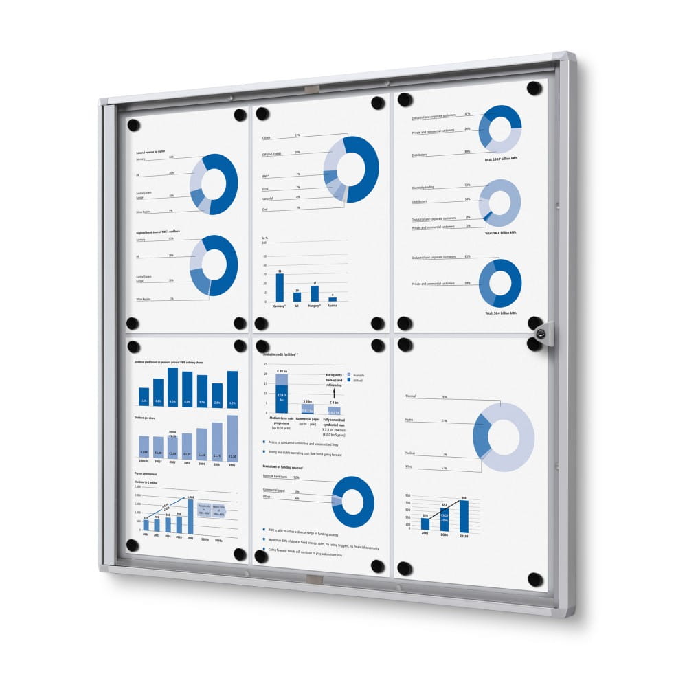XS 6xA4 Magnetic Display Cabinet 66x61 cm Closed with a Key for Internal Use,  Internal Display, Advertising Display, Information Display, Notice Board
