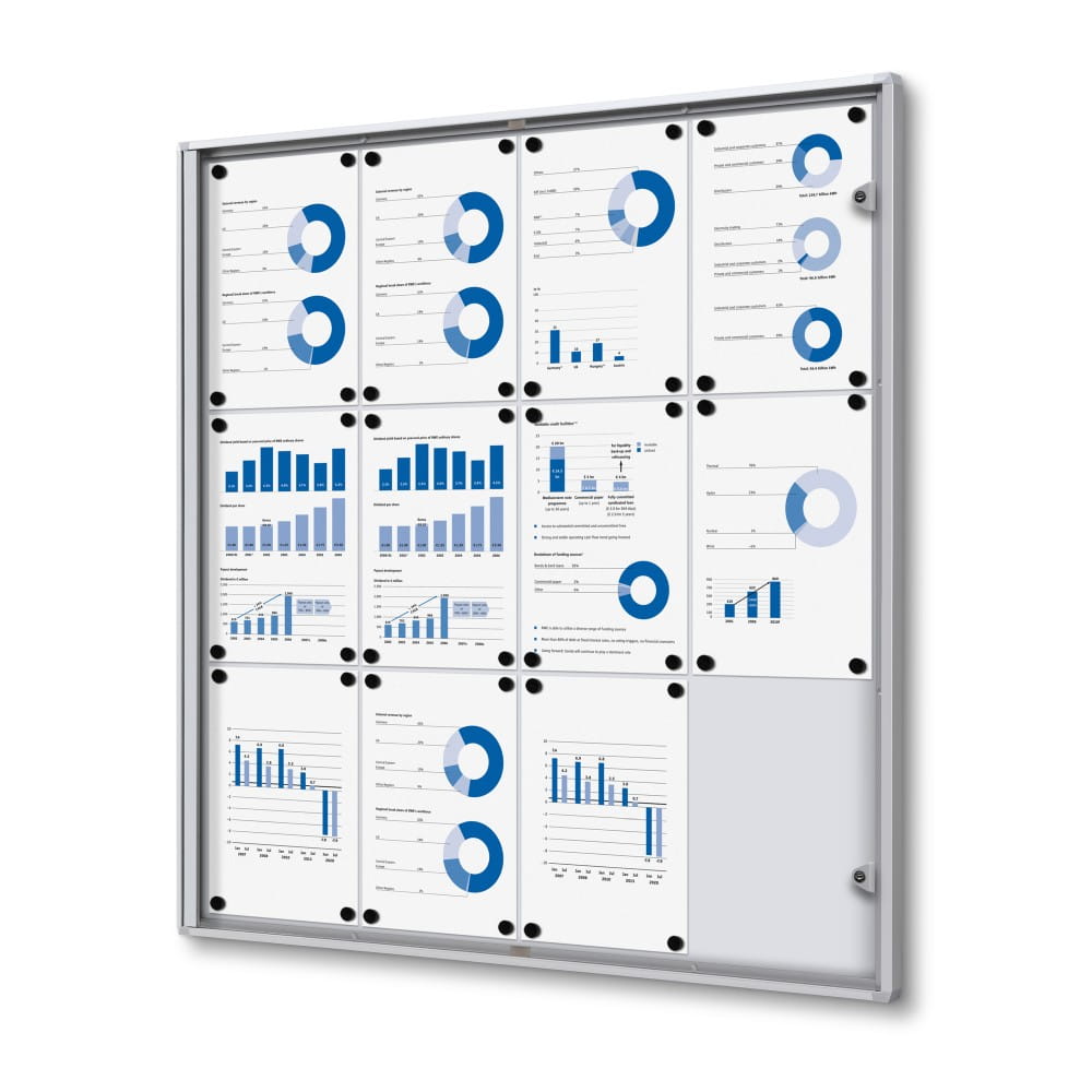 XS 12xA4 Magnetic Display Cabinet 88x92 cm Closed with a Key for Internal Use,  Internal Display, Advertising Display, Information Display, Notice Board