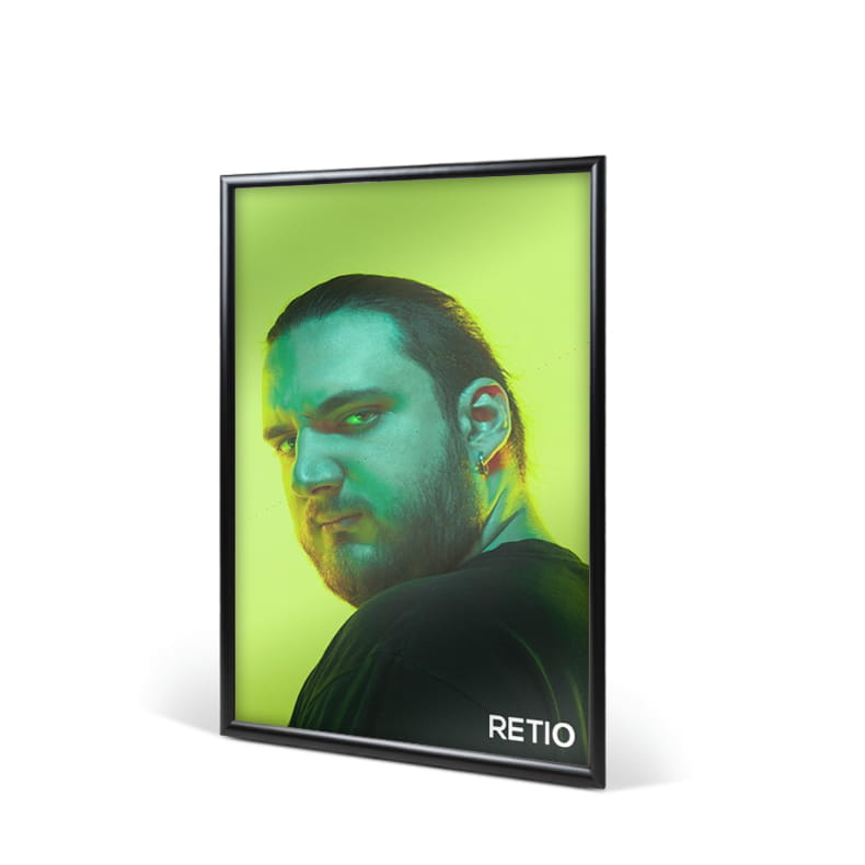 Ramka plakatowa OWZ A2 (59 x 42 cm) aluminiowa czarna z prostym narożnikiem rama ramka plakatowa OWZ ścienna na plakat na zdjęcia profil 25 mm