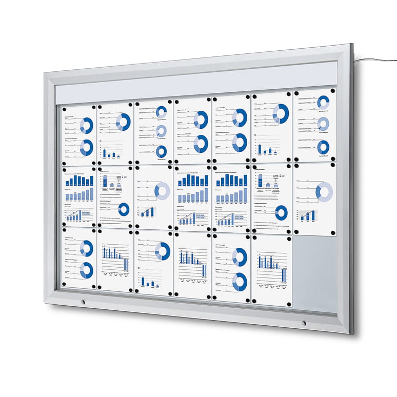 Zewnętrzna gablota magnetyczna ILLUMO 21xA4 168x116 cm z podświetleniem LED zamykana na kluczyk do użytku zewnętrznego gablota zewnętrzna gablota ogłoszeniowa gablota informacyjna tablica ogłoszeń tablica informacyjna