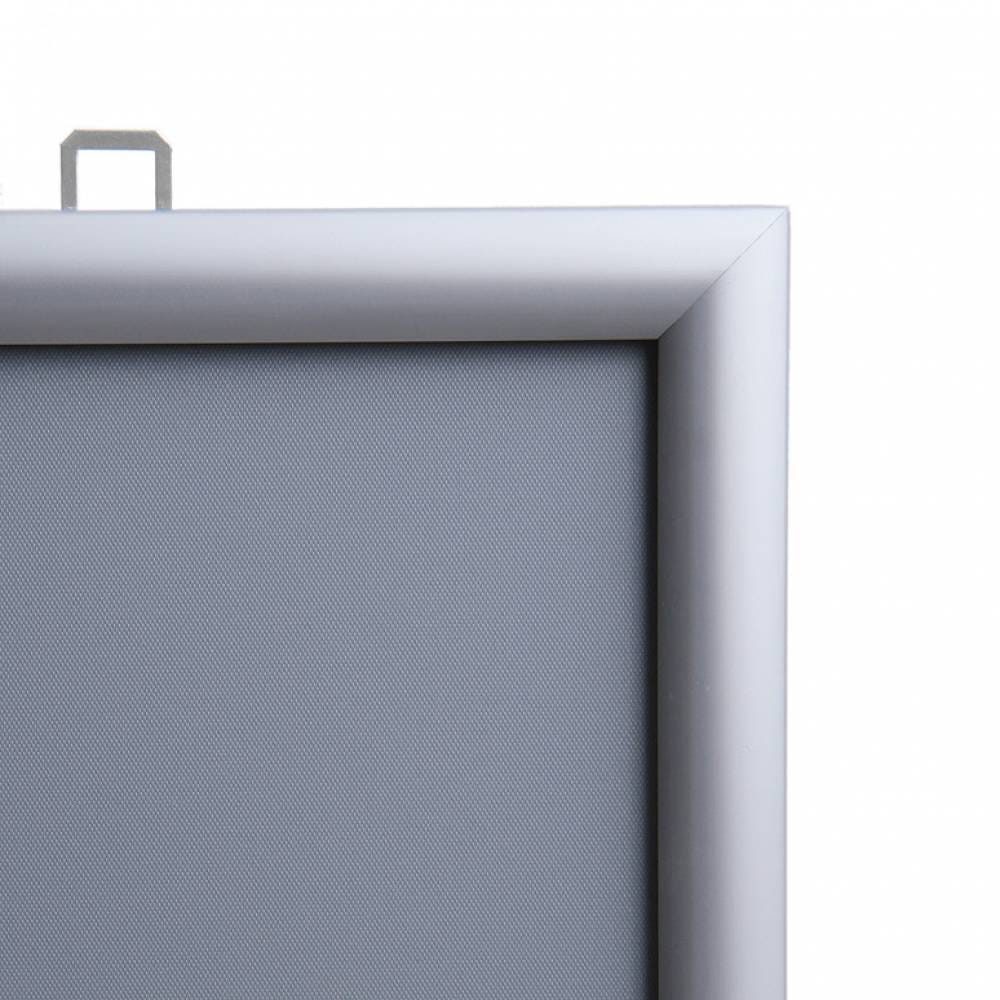Ramka zatrzaskowa KRAST A2 (42,0 x 59,4 cm) aluminiowa srebrna dwustronna z ostrym prostym narożnikiem rama ramka plakatowa OWZ na plakat na zdjęcia profil 25 mm