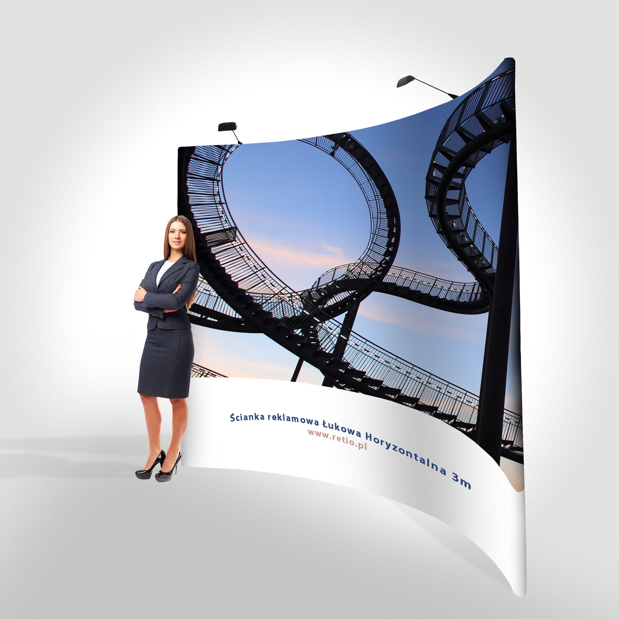 Curved Fabric Banner Stand - Horizontal 300 x 240 cm