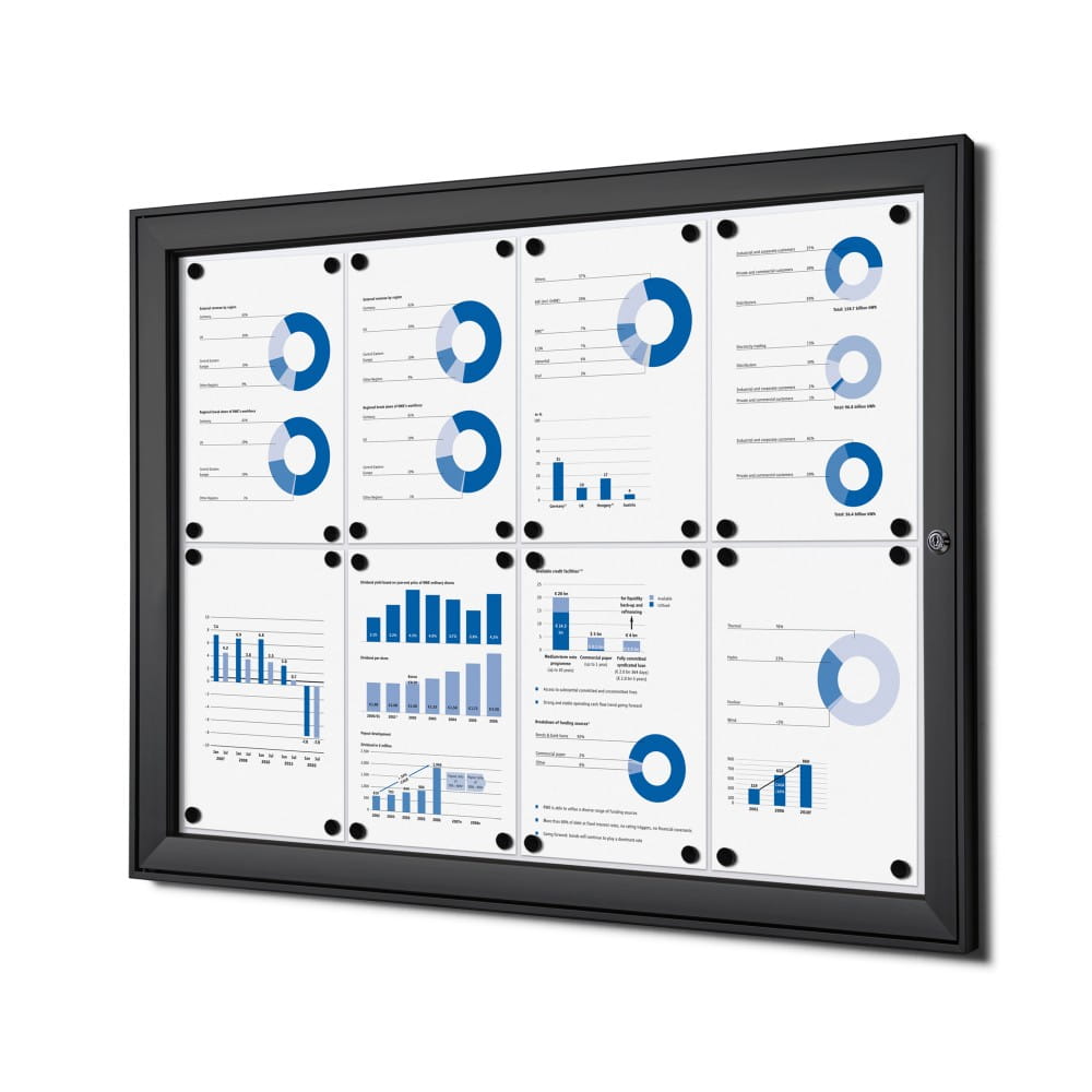 SCS 8xA4 Magnetic Display Case 88x61 cm Closed with a Key for Indoor Use, Indoor and Outdoor Display Cabinet, Advertising Display Case, Information Display Case, Notice Board, Information Board