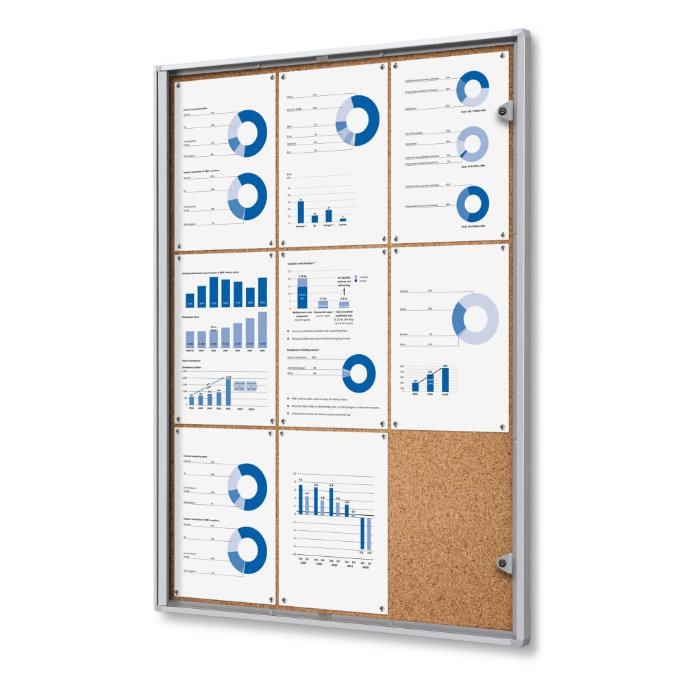 XSC 9xA4 Cork Display Cabinet  66x92 cm Closed with a Key for Internal Use, Internal Display Case, Advertising Display Case, Information Display Case, Notice Board, Information Board