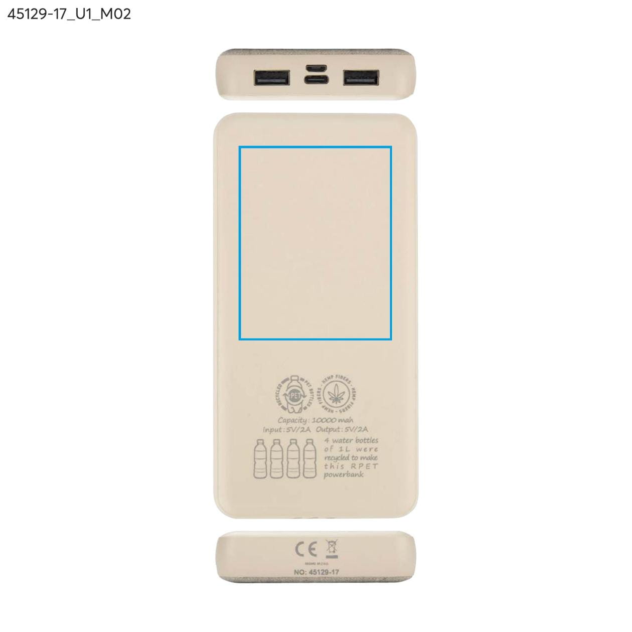 Power bank rPET REPPO 10000 mAh beżowy (naturalny)