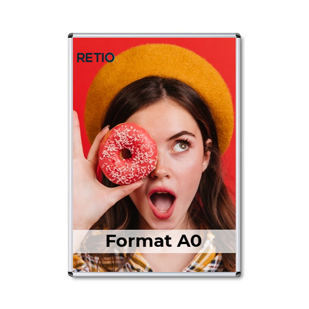 Ramka zatrzaskowa KRAST A0 (84,1 x 118,9 cm) aluminiowa srebrna z zaokrąglonym narożnikiem rama ramka plakatowa OWZ ścienna na plakat na zdjęcia profil 25 mm