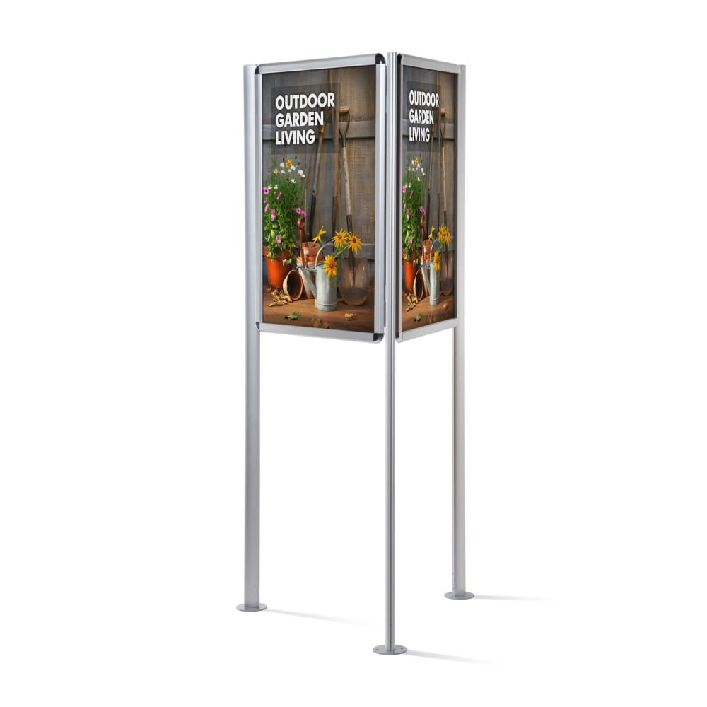OVAL Information Stand With Three  A0 Snap Boards For Outdoor Use
