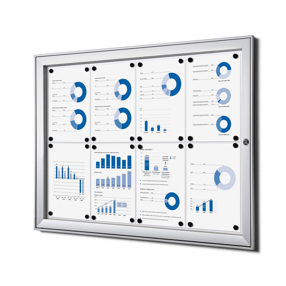 SCS 8xA4 Magnetic Display Case 88x61 cm Closed with a Key for Indoor Use, Indoor and Outdoor Display Cabinet, Advertising Display Case, Information Display Case, Notice Board, Information Board