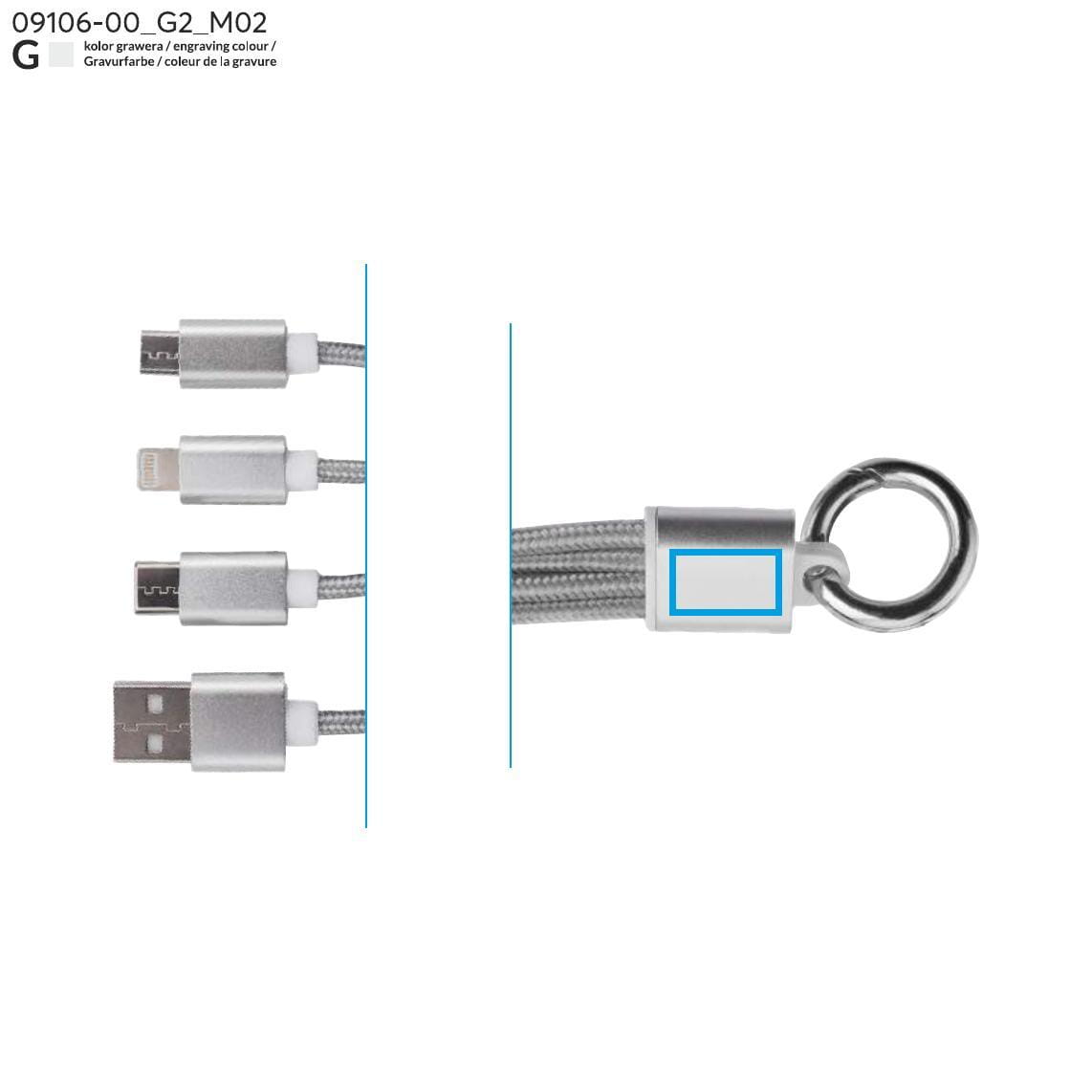 Kabel USB 3 w 1 TAUS srebrny