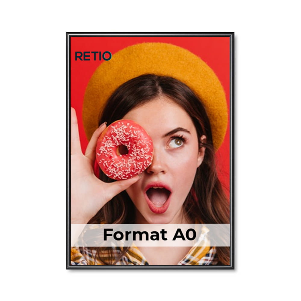 Ramka zatrzaskowa KRAST A0 (84,1 x 118,9 cm) aluminiowa czarna z ostrym prostym narożnikiem rama ramka plakatowa OWZ ścienna na plakat na zdjęcia profil 25 mm