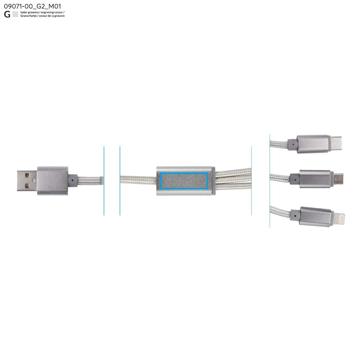Kabel USB 3 w 1 TALA srebrny