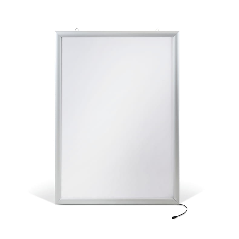 Podświetlana ramka LED A1 (59,4 x 84,1 cm) aluminiowa srebrna z prostym narożnikiem rama ramka plakatowa OWZ ścienna na plakat na zdjęcia profil 30 mm