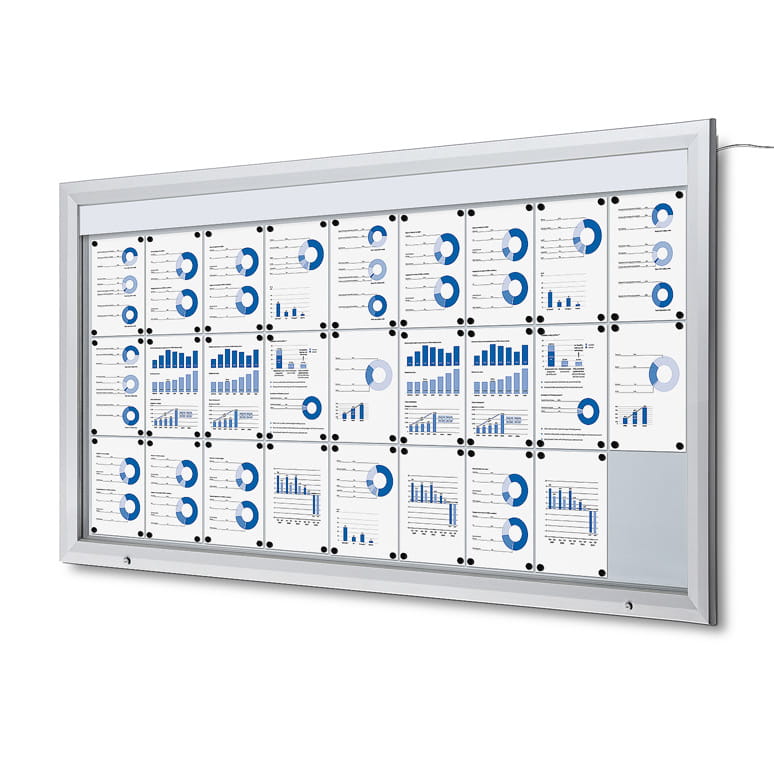 Zewnętrzna gablota magnetyczna ILLUMO 27xA4 212x116 cm z podświetleniem LED zamykana na kluczyk do użytku zewnętrznego gablota zewnętrzna gablota ogłoszeniowa gablota informacyjna tablica ogłoszeń tablica informacyjna