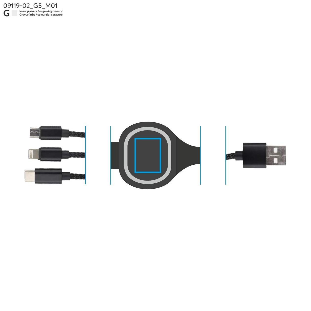 Kabel USB 3 w 1 LUX czarny