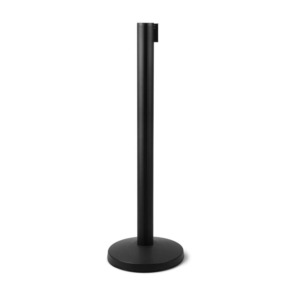 Post with a Winding Tape 270 cm J-EXTBE - Black With a Green Tape - A Barrier Post, a Post With a Rounded Tape For the Hotel, Restaurant and VIP Area