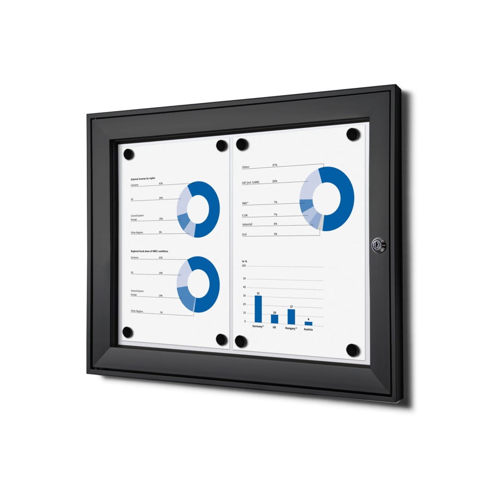 SCS 2xA4 Magnetic Display Case 44x30 cm Closed with a Key for Indoor Use, Indoor and Outdoor Display Cabinet, Advertising Display Case, Information Display Case, Notice Board, Information Board