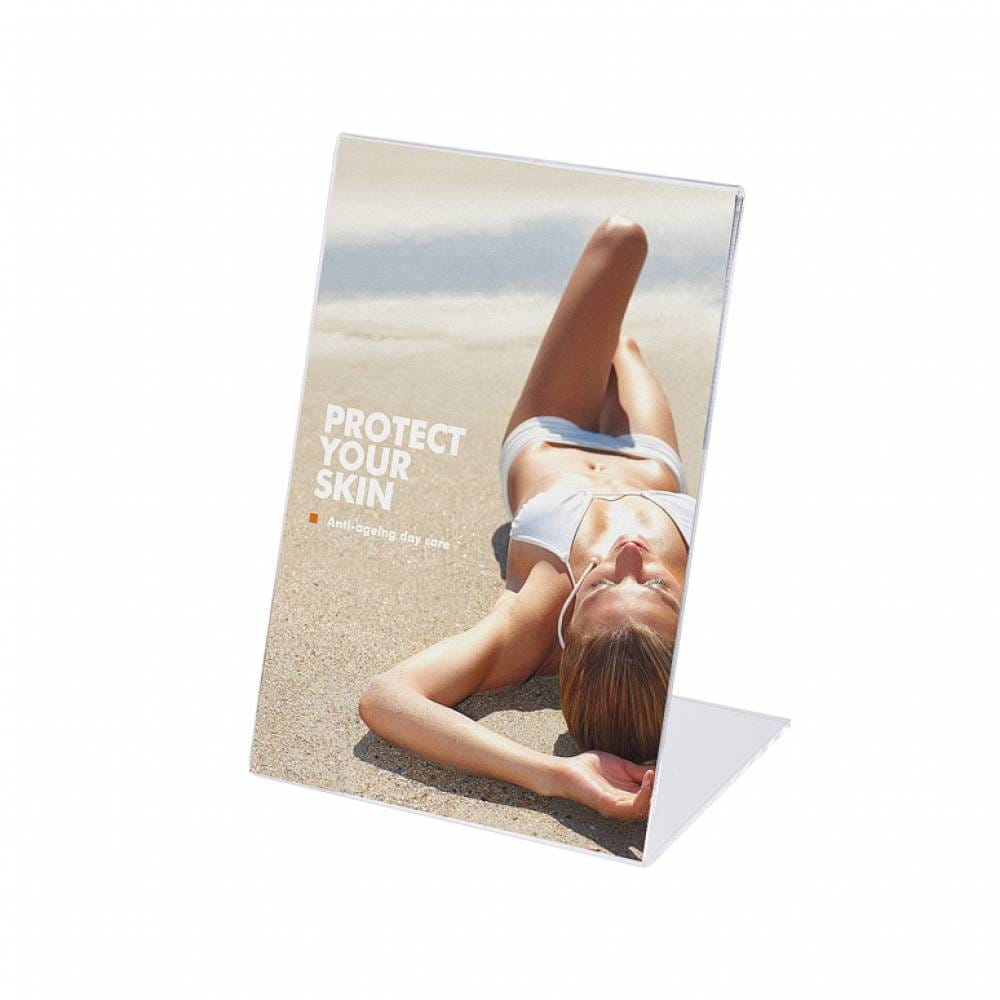 Acrylic L-Shaped Poster Stand In Portrait Orientation A5 (148 x 210 mm)