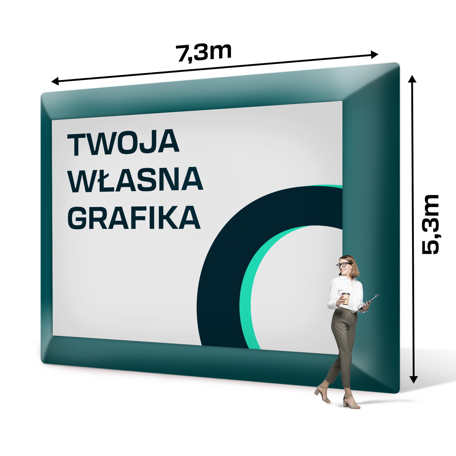 Ścianka Reklamowa Airwall Nadmuchiwana Zewnętrzna 730 x 530cm - Ekran pneumatyczny z nadrukiem indywidualnym - wymiary