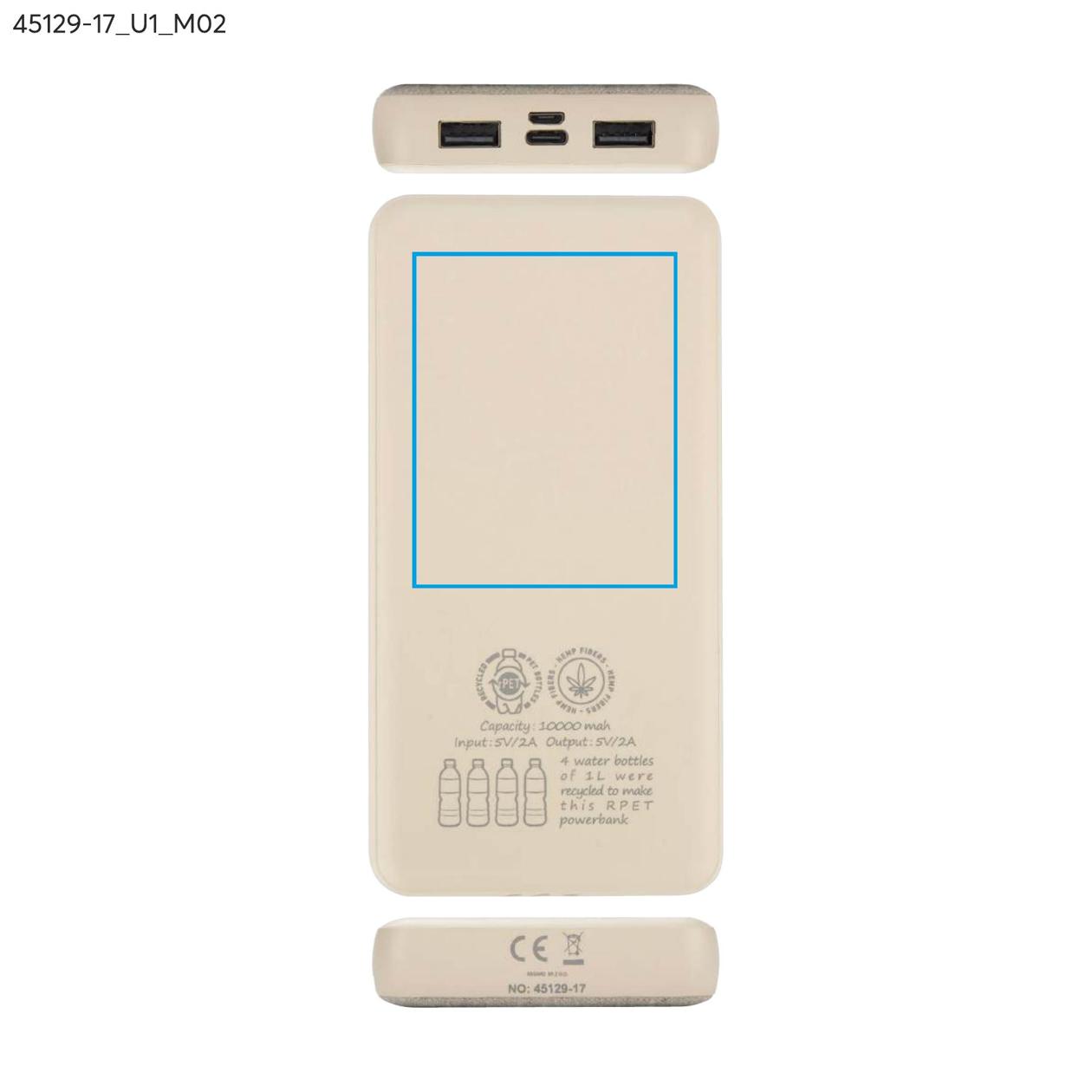 Power bank rPET REPPO 10000 mAh beżowy (naturalny)